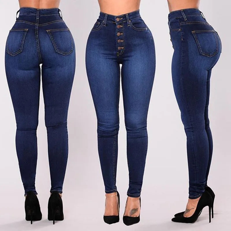 Women Jeans "High Waist Push Up Jeans High Elastic Stretch Ladies Mom Jeans Female"