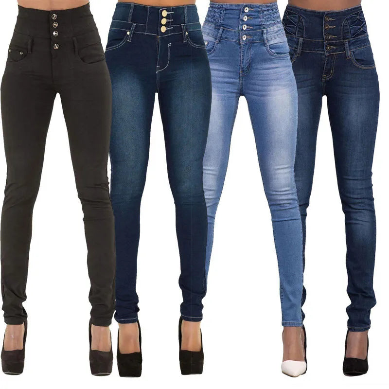 Women Jeans "Push Up Pencil Denim Pants Ladies Vintage High Waist  Casual Stretch Skinny"