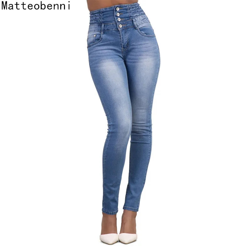 Women Jeans "Push Up Pencil Denim Pants Ladies Vintage High Waist  Casual Stretch Skinny"