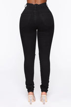 Women Jeans "Black Ripped Jeans For Women Fashion High Waist Denim Pencil Pants Stretch Slim Skinny Trousers"