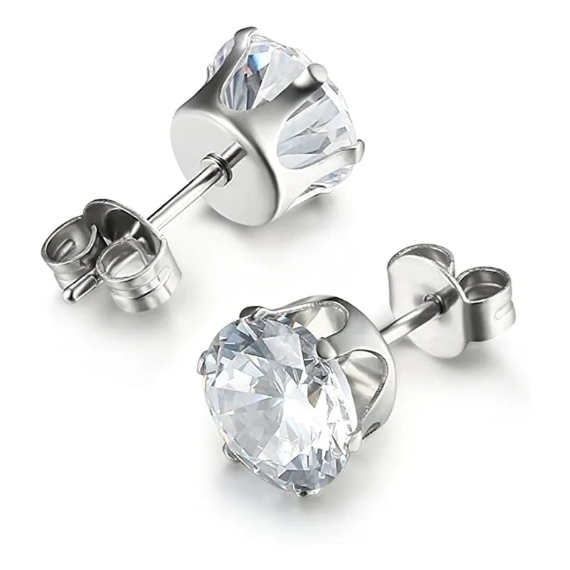 UniSex Jewerly & Accessories "Huitan Minimalist Crystal Cubic Zirconia Stud Earrings for Women/Men 6 Claws Design"
