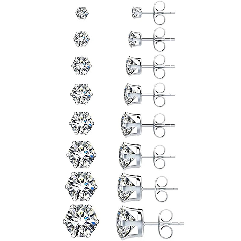 UniSex Jewerly & Accessories "Huitan Minimalist Crystal Cubic Zirconia Stud Earrings for Women/Men 6 Claws Design"