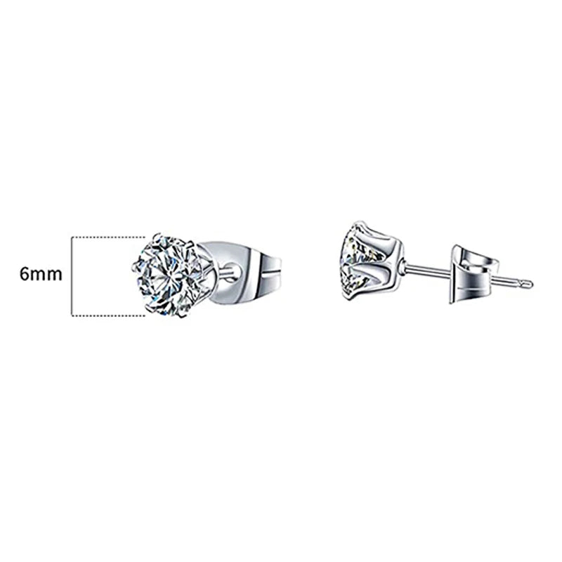 UniSex Jewerly & Accessories "Huitan Minimalist Crystal Cubic Zirconia Stud Earrings for Women/Men 6 Claws Design"