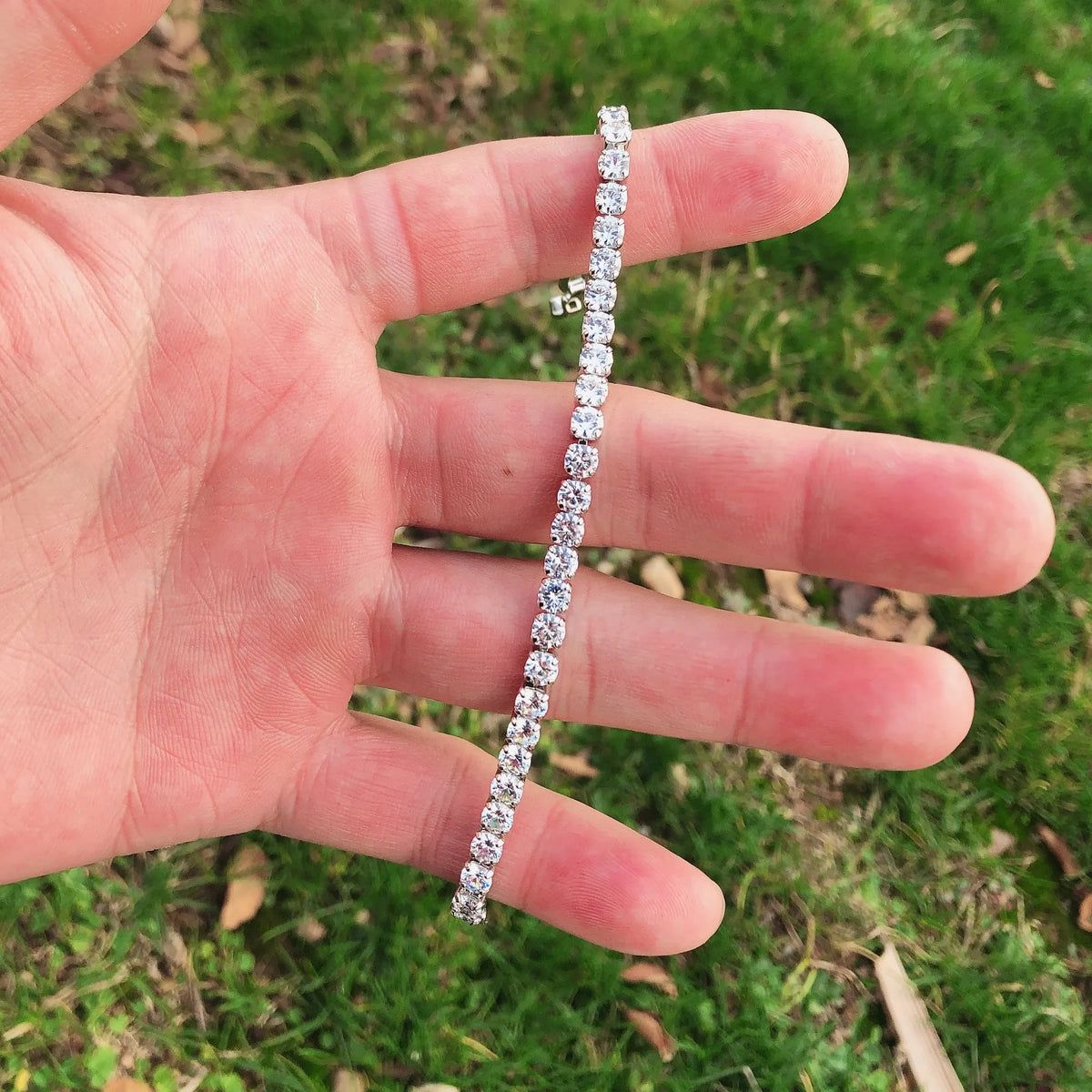 Unisex Jewelry & Accessory "Tennis Bracelet White Gold filled 3-5mm Round Simulated Diamond Bracelets"