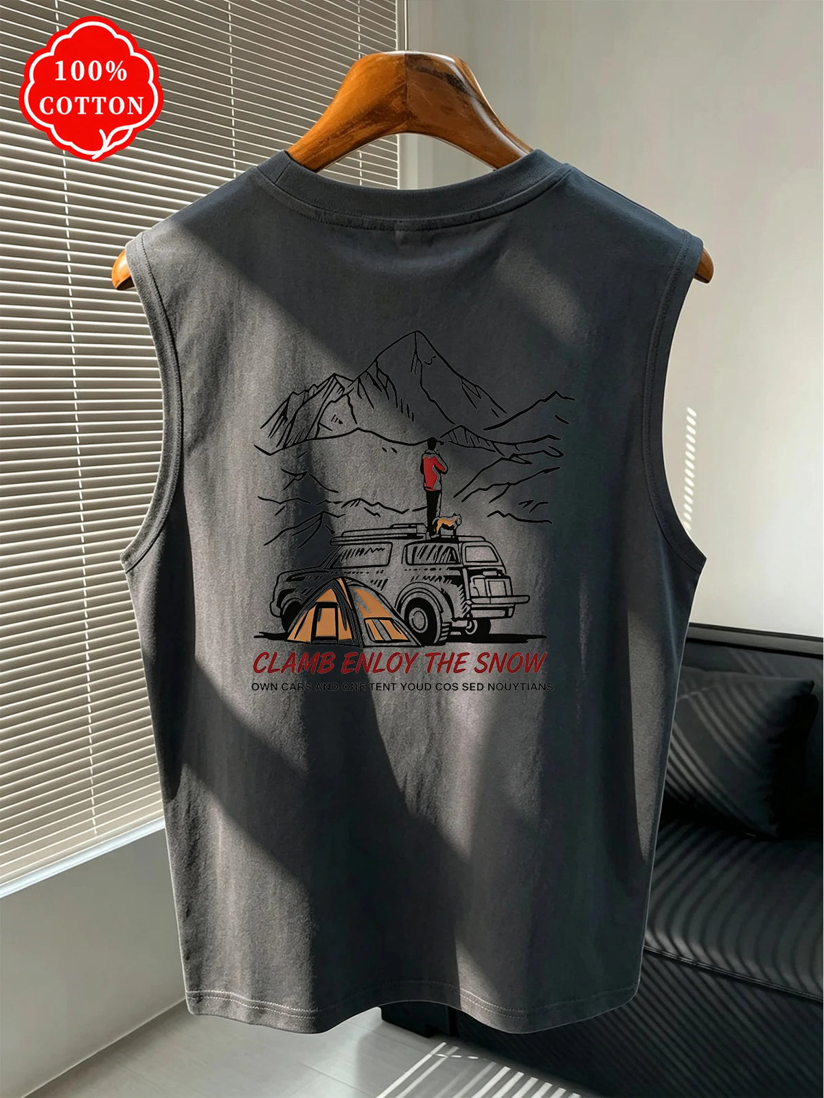 Men Tank Shirt "Mountain Camping Car Tent"