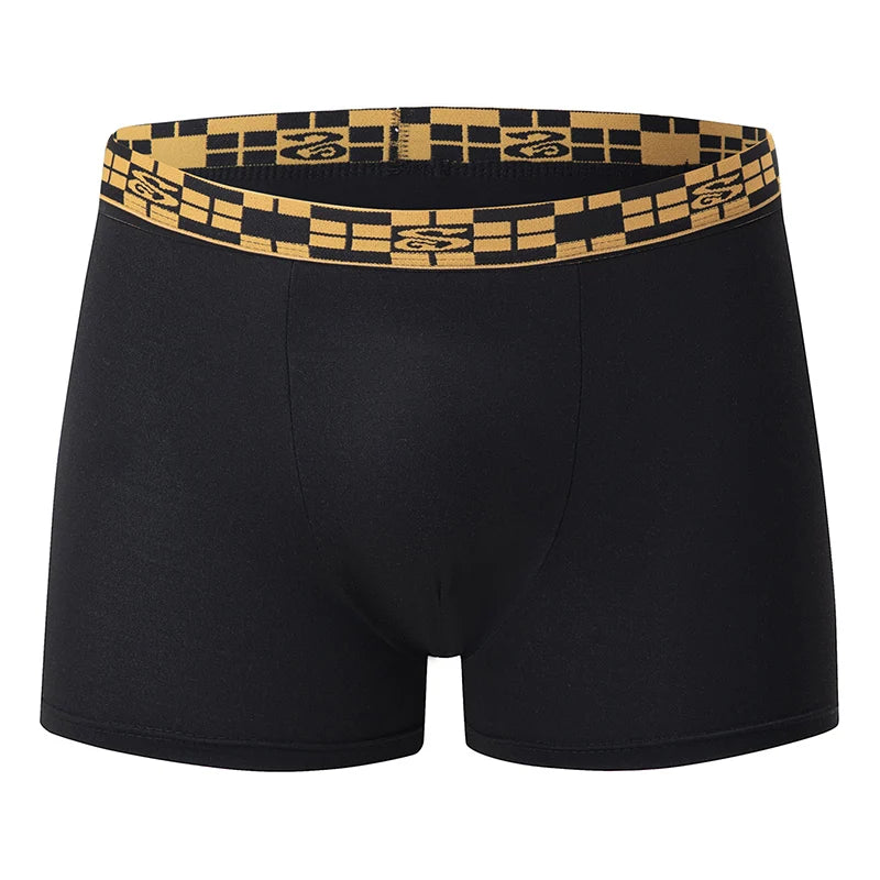 Men’s Classic Boxer Briefs – Gold Patterned Waistband / 5pcs