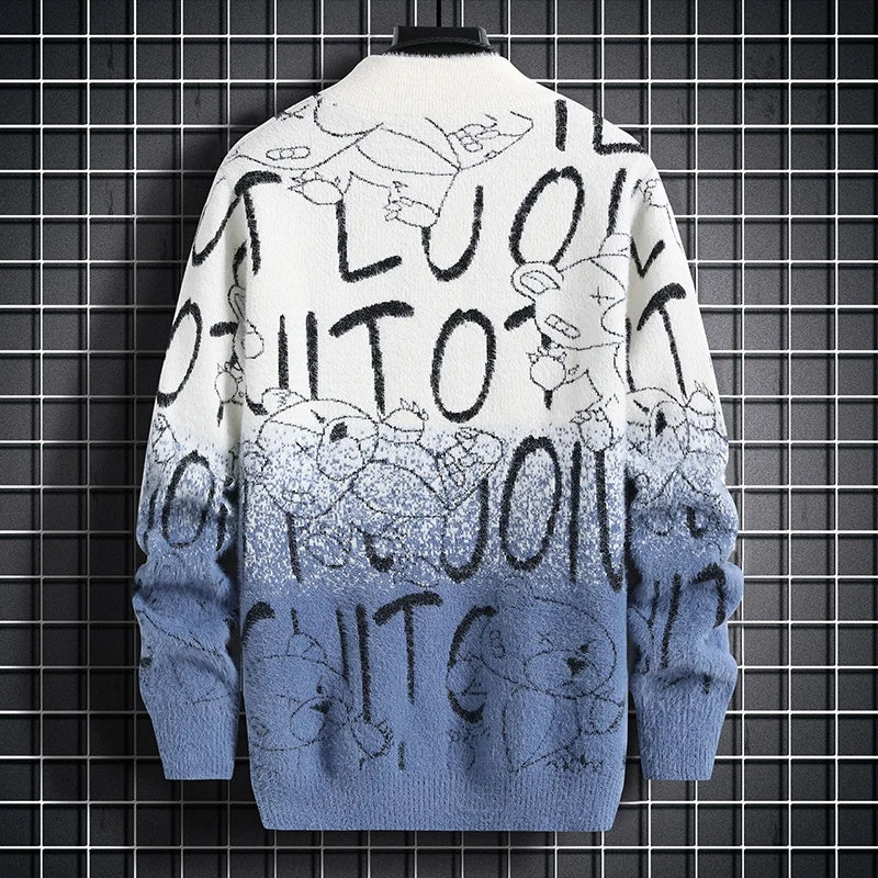 Men Sweater "Harajuku Sweater Men's Y2K Knitted Letter Printing Sweater"