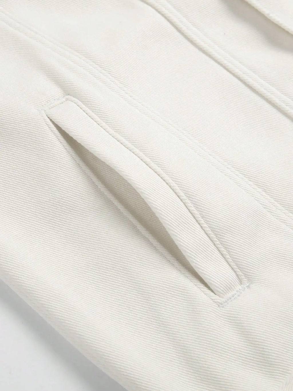 Men Denim Top"Off-White Color-Block Collared Fleece-Lined"