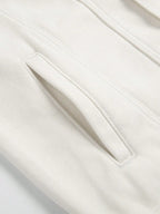 Men Denim Top"Off-White Color-Block Collared Fleece-Lined"