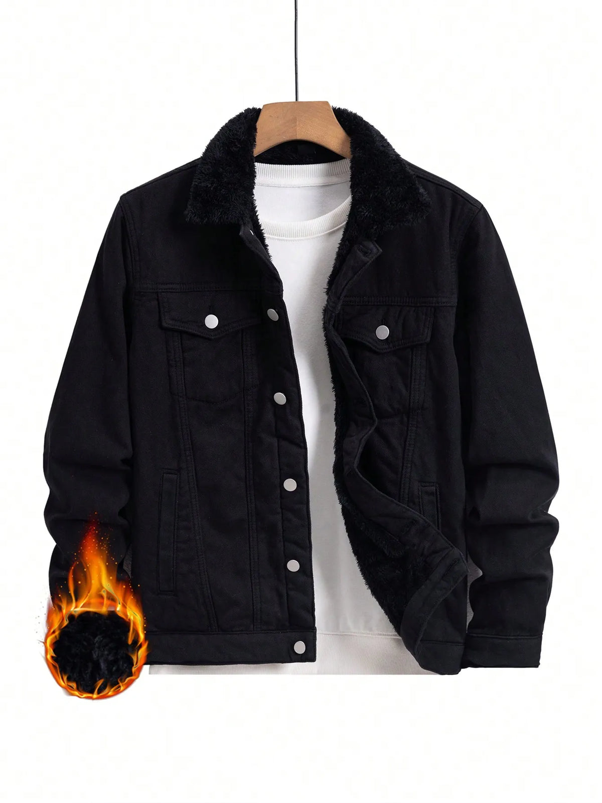Men Denim Top"Men's – Turn-Down Collar Sherpa Lined Workwear Coat, Thick Warm Winter Outerwear"