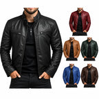 Men Leather Jacket "Asian Size Men's Motorcycle Leather Jacket Stand Collar Punk Biker Jacket"