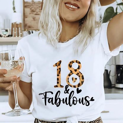 Chapter 18th Tshirt Female Tops Fashion Leopard Graphic Print Women T-Shirt Birthday Girls Party Tee Harajuku Short Sleeve Shirt