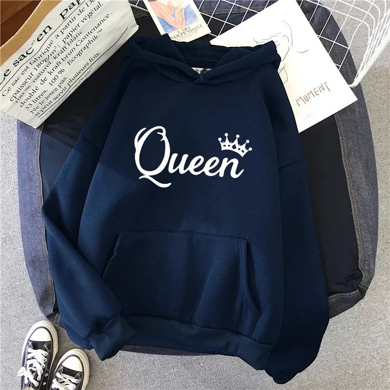 Women Sweaters & Hoodies"Outdoors Sports Jogging Clothing Autumn Winter Fashion Streetwear Queen Printing Women's Hoodies Casual Sweatshirt Pullover Tops"