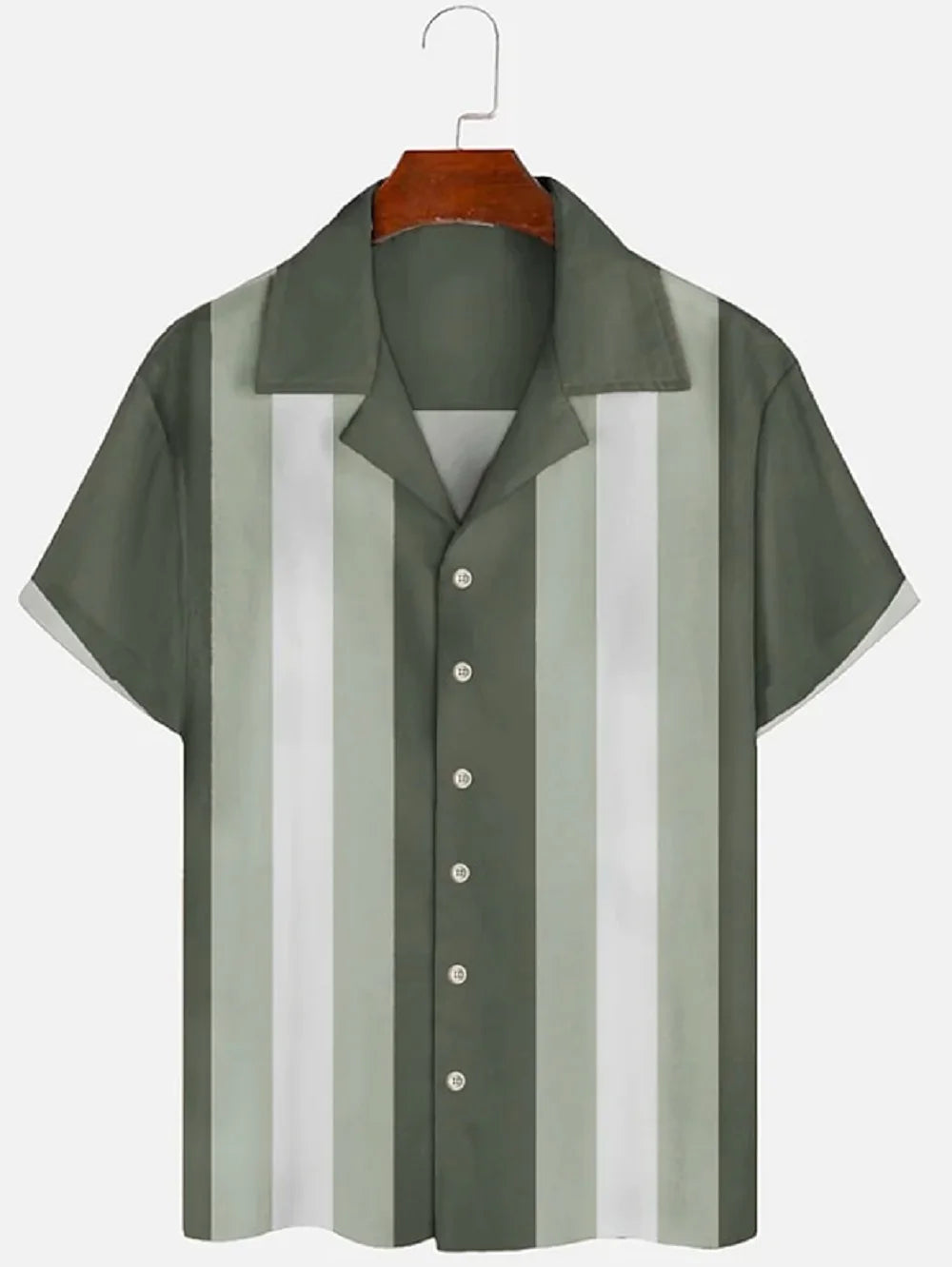 Summer Hawaiian Casual Shirt Stripe Print Lapel Top Fashion Street Short Sleeve Men's Shirt Oversized Male Clothing