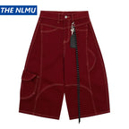 Men Short "Summer Denim Shorts Mens Streetwear Hip Hop Loose Wide Leg"
