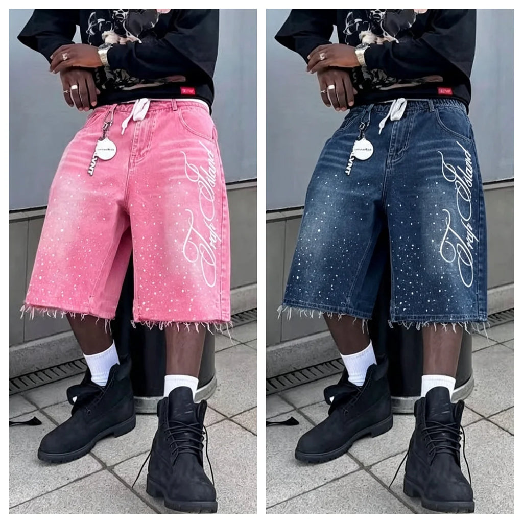 Men Short "Y2K Summer Fashion Denim Shorts for Men Knee Length"