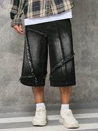 Men Short "Vintage Distressed Denim Three-Quarter Capri"