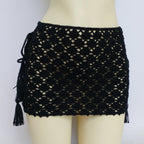 Women Cover "High Quality Bikini Cover Up Mini Skirt Beach Skirt Hollow Hand Made"