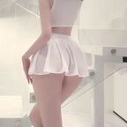 Women Skirt "Women Pleated Skirts Thin Mini Short See Through High Waist Christmas red Black"