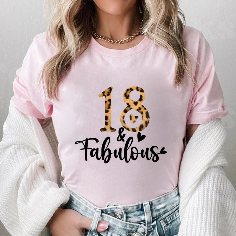 Chapter 18th Tshirt Female Tops Fashion Leopard Graphic Print Women T-Shirt Birthday Girls Party Tee Harajuku Short Sleeve Shirt