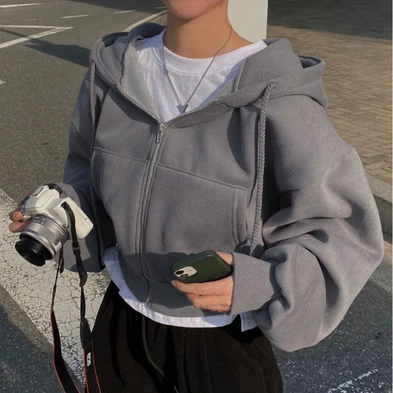 Women Sweaters & Hoodies "Autumn Winter Hooded Hoodies Women Casual Streetwear Zip Up Sweatshirts"