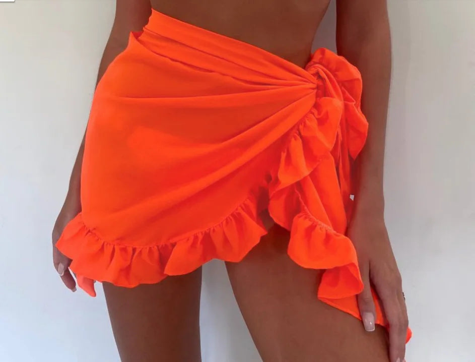 Women Cover "Ruffle Bikini Cover Ups Short Skirt for Women 2024 Summer Sun Protection"