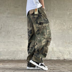 Men Cargo Pants "Retro American Street Loose Straight Leg Camouflage Milittary"
