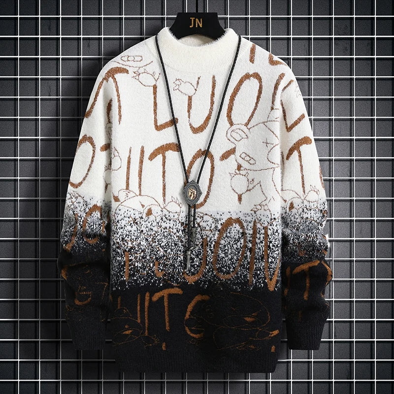 Men Sweater "Harajuku Sweater Men's Y2K Knitted Letter Printing Sweater"