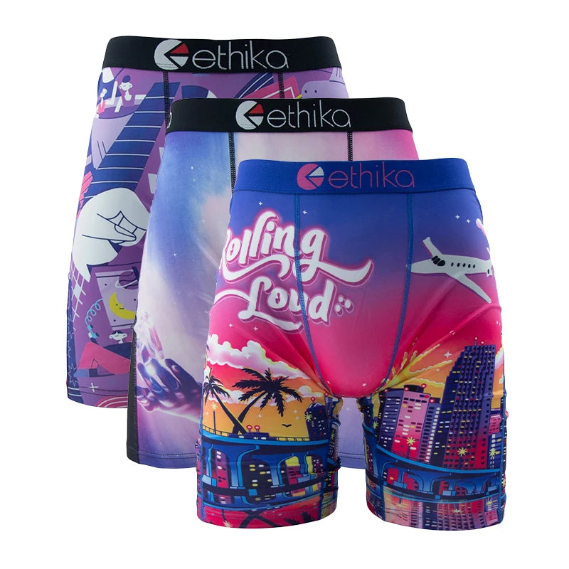 Men Long Underwear - ETHIKA Men Boxers Breathable / 3pcs
