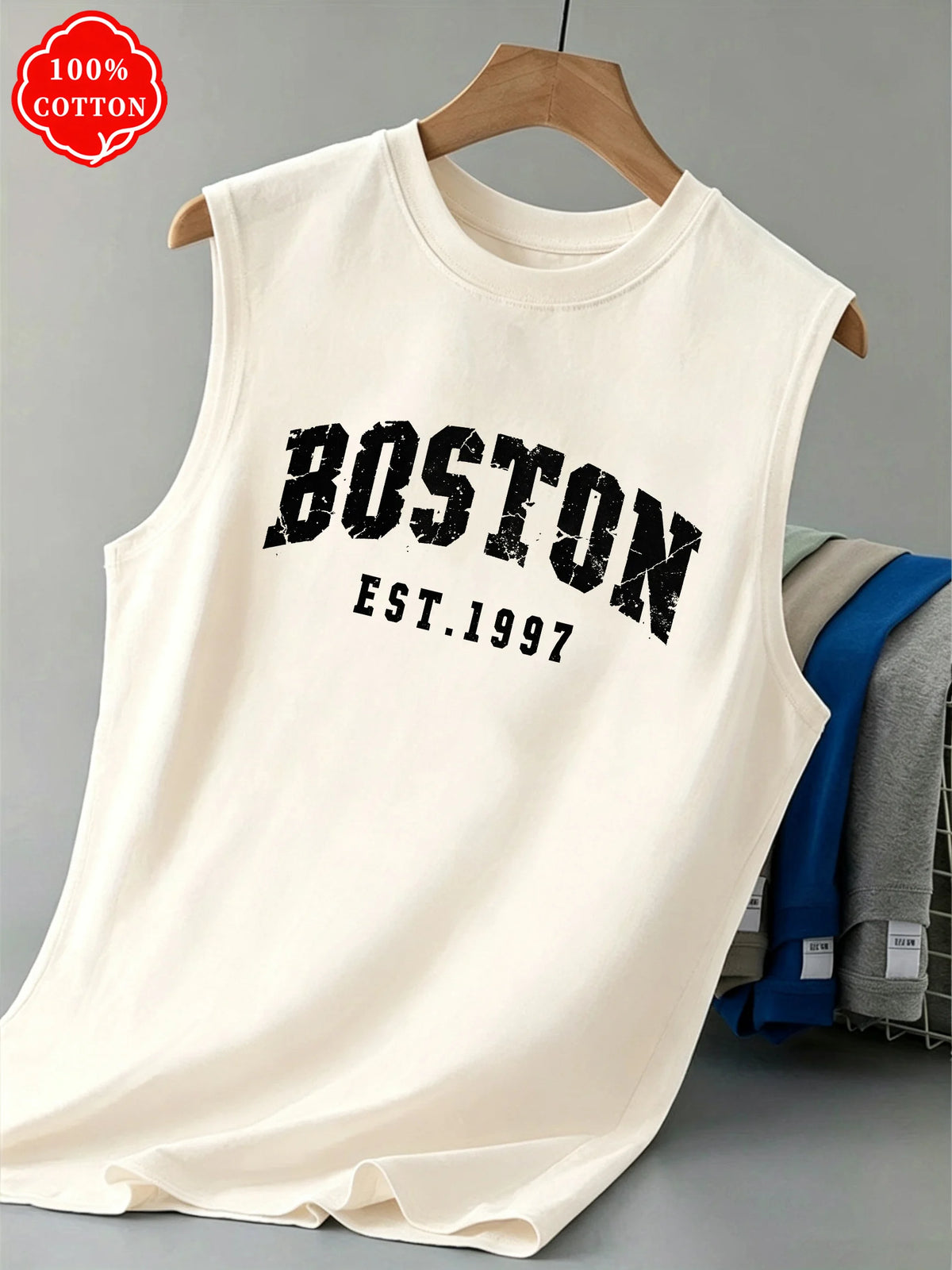 Men Tank Shirt "BOSTON Vintage print"
