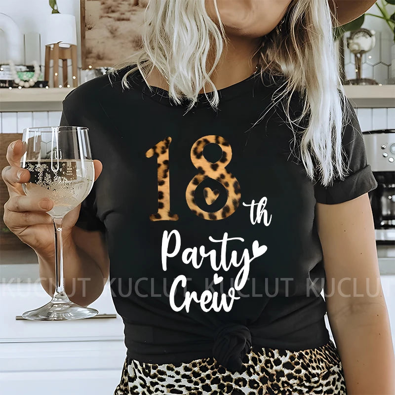 Chapter 18th Tshirt Female Tops Fashion Leopard Graphic Print Women T-Shirt Birthday Girls Party Tee Harajuku Short Sleeve Shirt
