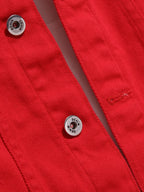 Men Denim Top"Red Large Ripped Frayed Denim Jacket"