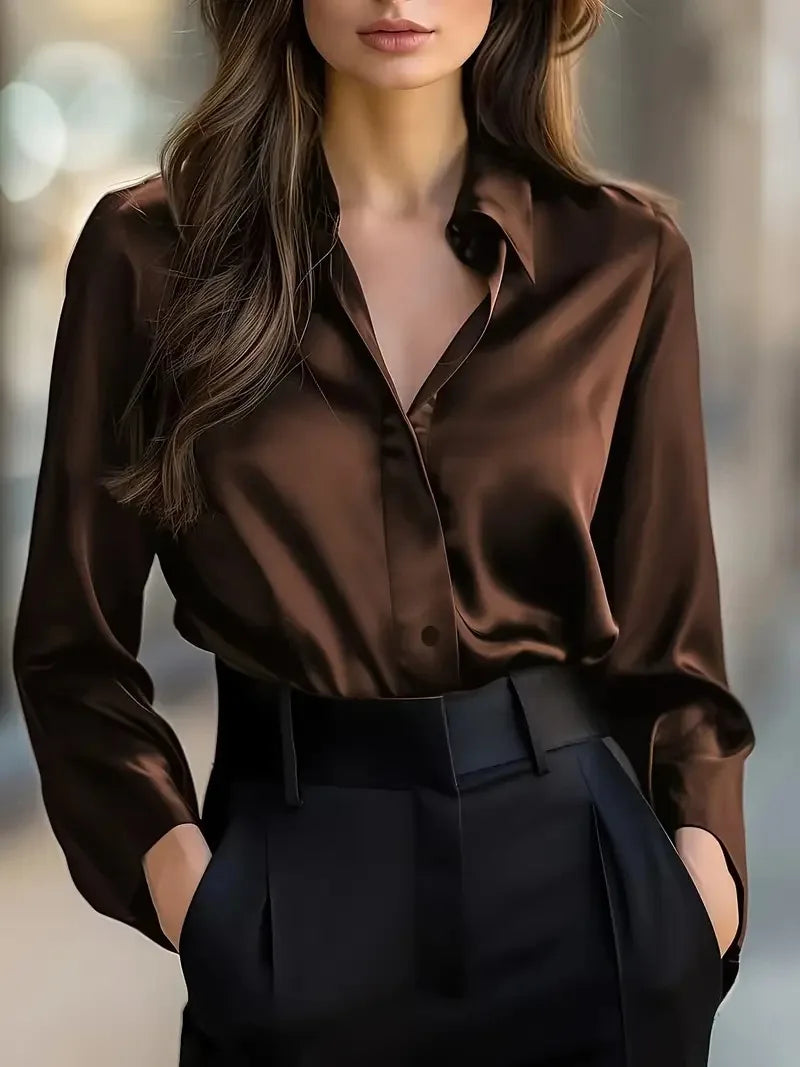 Women Blouse & Shirt "Spring and Autumn Women's Lapel Shirt"