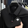 Men Polo Shirt "Luxury Quality Men's Printed Lapel Polo Shirt Wrinkle Resistant Solid Color Long Sleeve"