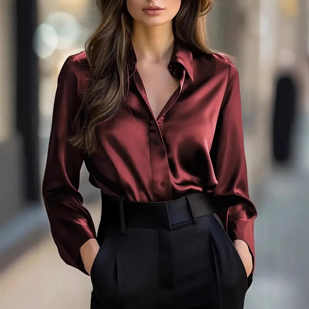 Women Blouse & Shirt "Spring and Autumn Women's Lapel Shirt"