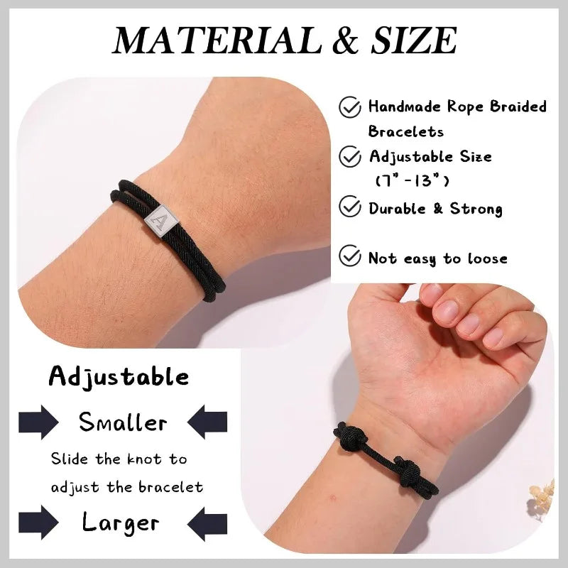 Men Jewelry & Accessory "Graduation Easter Basket Stuffer Gifts, Braided Rope Initial Bracelet for Men Boys, Stainless Steel A-Z Letter Charm Bracelets