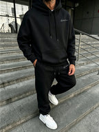 Men Matching Set "Premium Men's 2 Piece Hoodie Tracksuit, Exquisite Cursive Handwritten Signature"