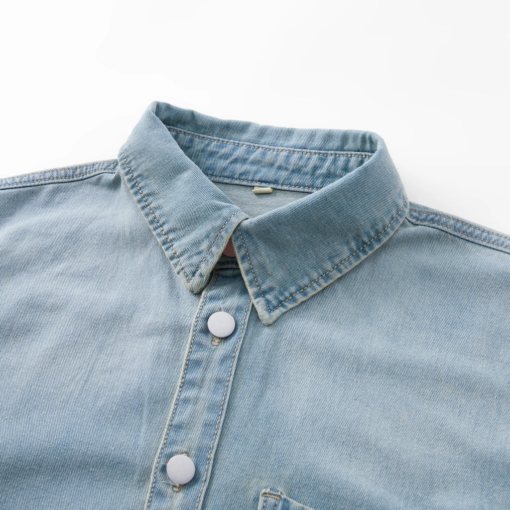 Men Denim Top"Casual Denim Shirt Jacket Classic Button Up Workwear"