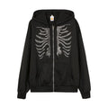 Women Sweaters & Hoodies "Y2K Rhinestone Skeleton Hoodies Women Gothic Black Zip Up"