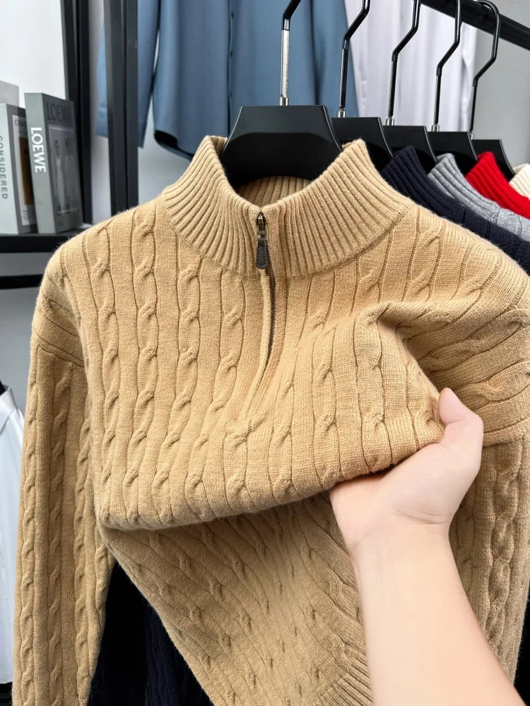 Men Sweater "High end Fashion zipper collar Sweater Men casual new exquisite jacquard"