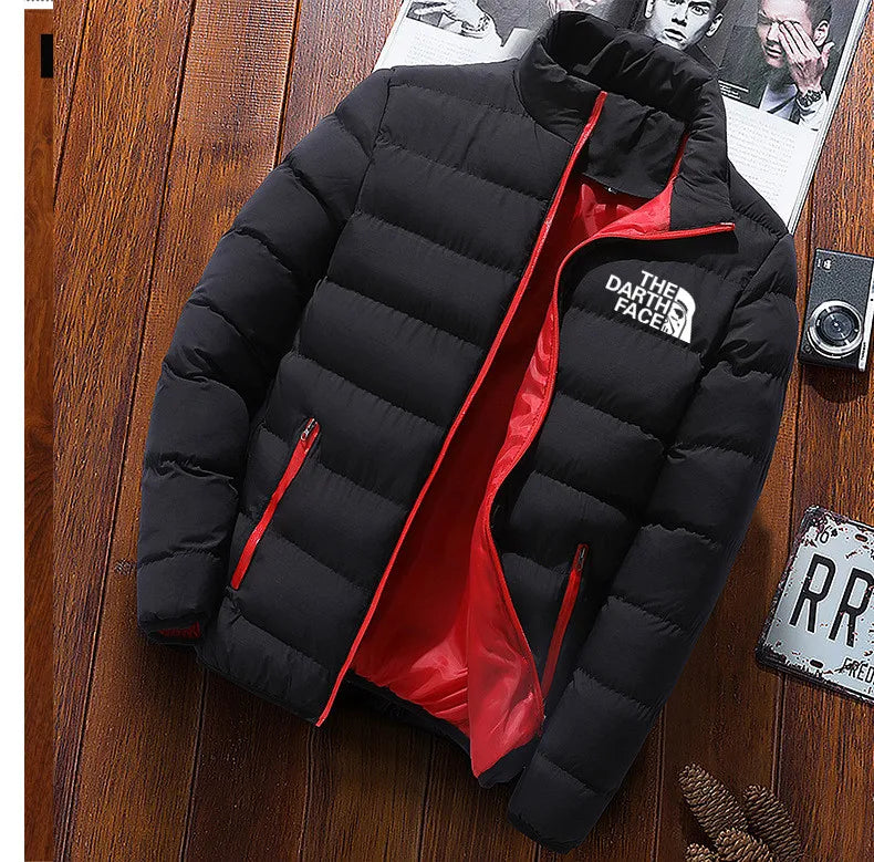 Men Parkas "winter coat solid color stand up collar zipper windproof"