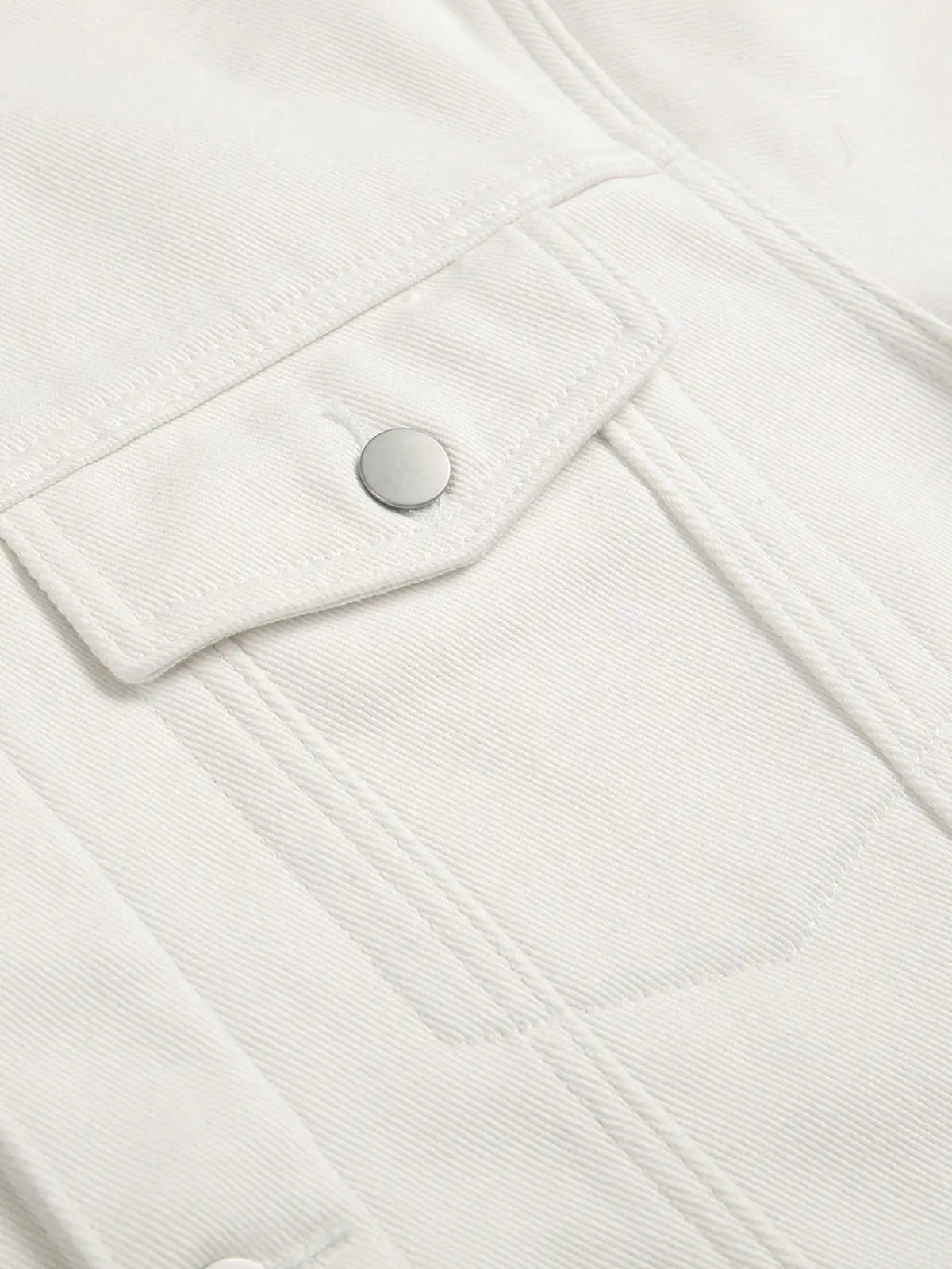 Men Denim Top"Off-White Color-Block Collared Fleece-Lined"