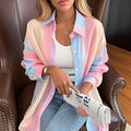 Women Blouse & Shirt "See-through Irregular Gradient Rainbow Long Sleeved Shirt And Blouses"