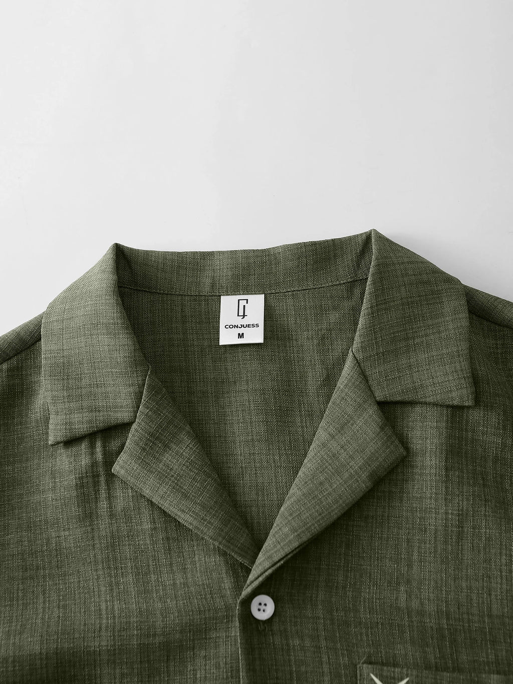 Men Matching Set "Minimalist Pocket Embroidery Set, Textured Short Sleeve Shirt & Pants"