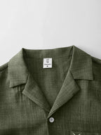 Men Matching Set "Minimalist Pocket Embroidery Set, Textured Short Sleeve Shirt & Pants"
