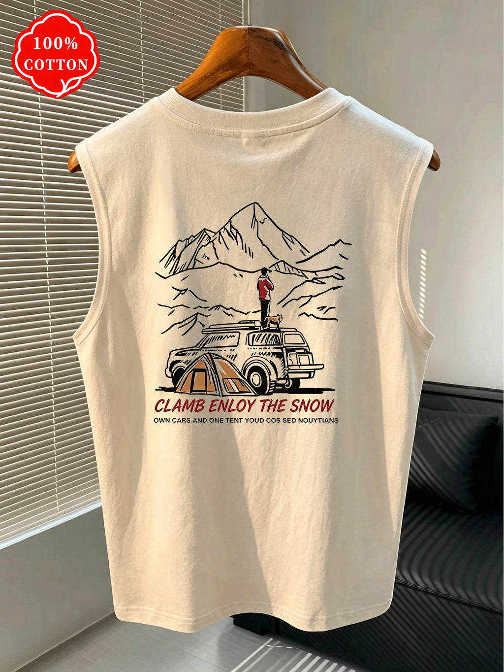 Men Tank Shirt "Mountain Camping Car Tent"