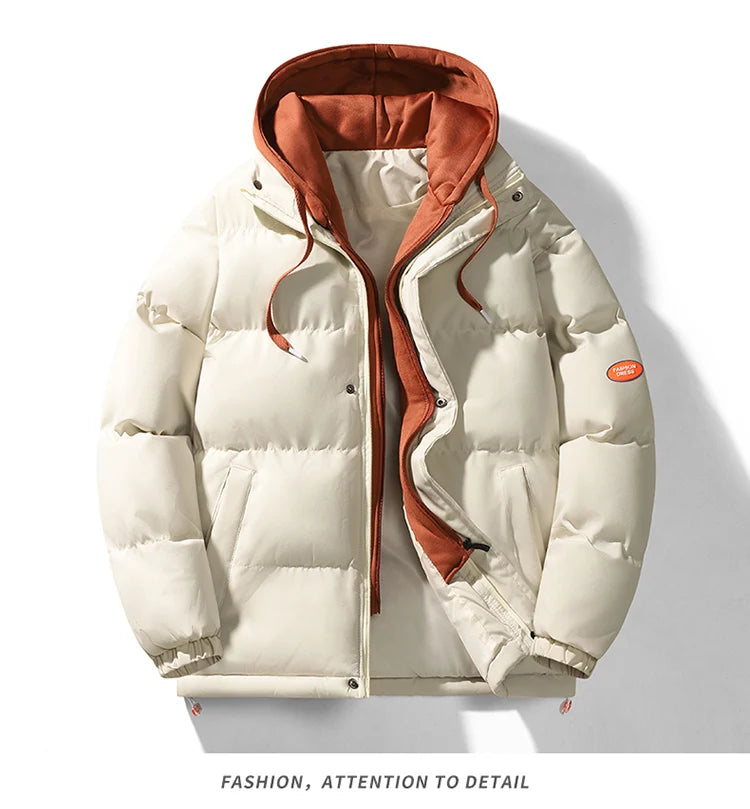 Men Down Coat"fake two-piece hooded coat"