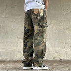 Men Cargo Pants "Retro American Street Loose Straight Leg Camouflage Milittary"