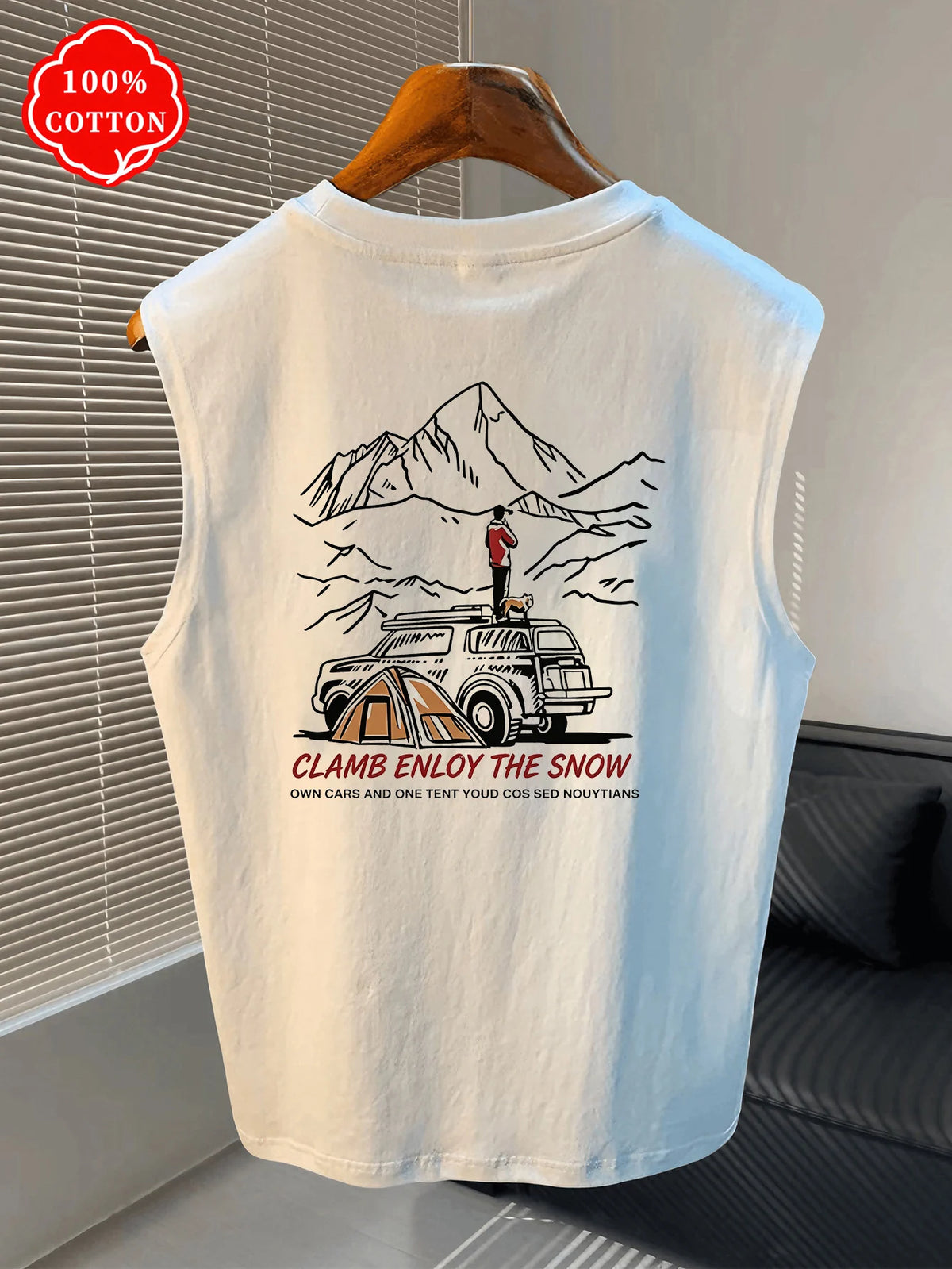 Men Tank Shirt "Mountain Camping Car Tent"