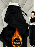 Women Trouser "High Waist Fleece Lined Thickened Wide Leg Pants Casual Straight Cut Sports Trousers"